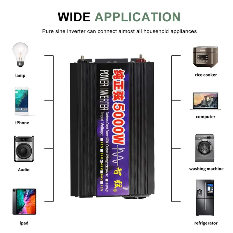 Pure Sine Wave Inverter 5000W 48V 220V - SMARAAD 5000W 12V 24V 48V DC'den