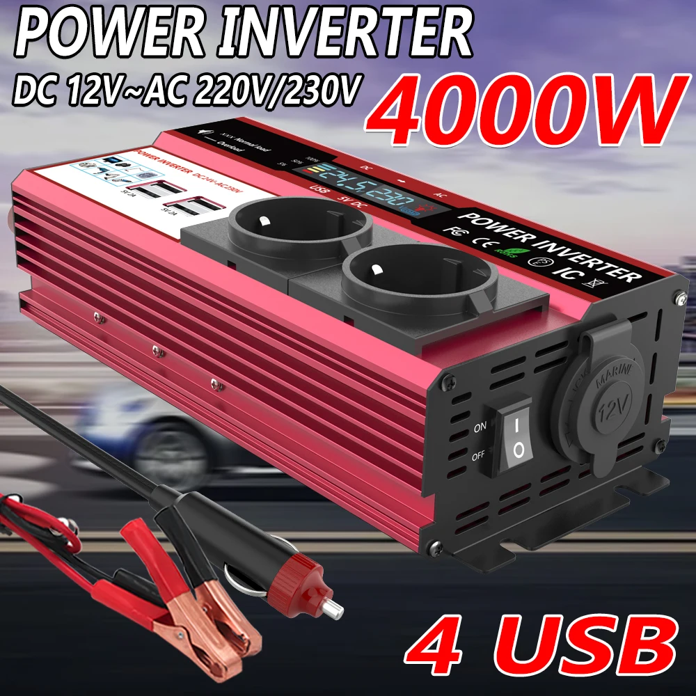 Power Inverter 12V 220V 4000W Continuous - 12V'tan 220V'a 4000W Tepe Güçlü İnvertör,