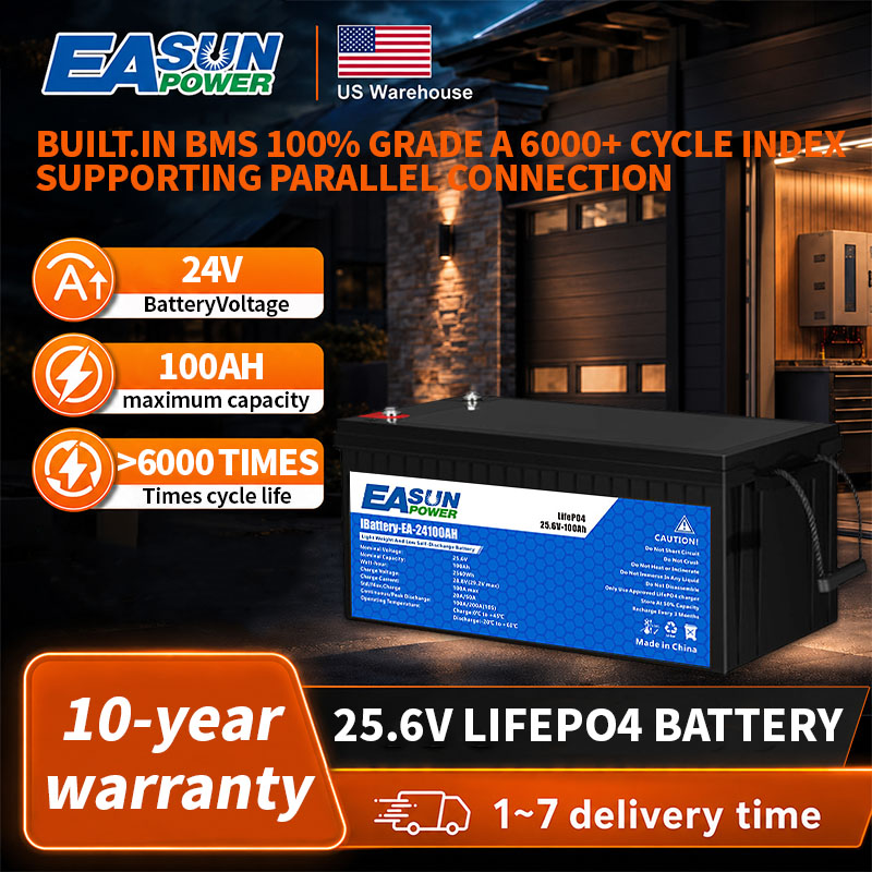 Grid Tie Inverter Limiter 2000W - EASUN POWER 24V LiFePO4 Pil, 100AH
