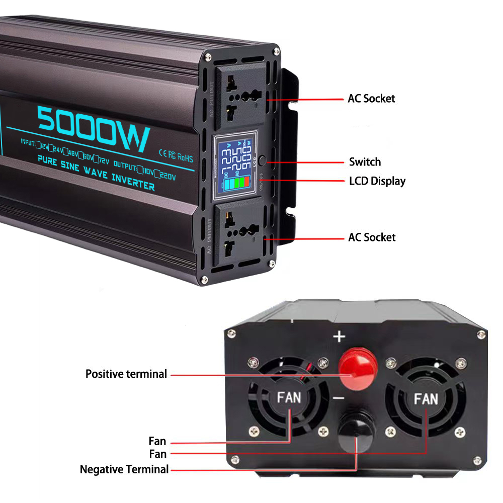 Saf Sinüs Dalga İnvertörü 12V/ - Pure Sine Wave Inverter 5000W 48V 220V incelemesi ve fiyatı