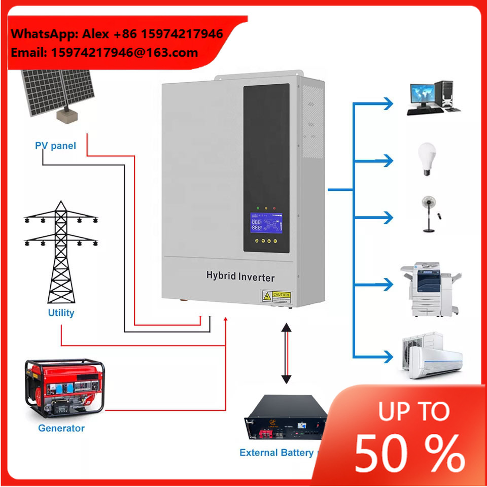5.5KW 48V Hibrit Açık/Kapalı Ş - Hybrid Solar Inverter 5.5Kw Mppt 48V incelemesi ve fiyatı