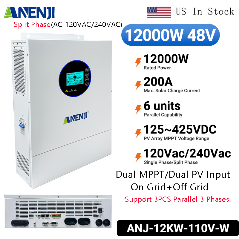 ANENJI Bölünmüş Faz 12KW 48V H - Off Grid Solar Inverter 48V 6000W incelemesi ve fiyatı