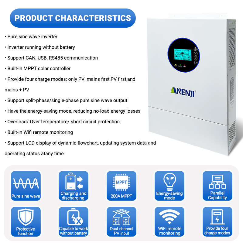 ANENJI Bölünmüş Faz 12KW 48V H - Off Grid Solar Inverter 48V 6000W incelemesi ve fiyatı